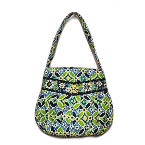 Vera Bradley Daisy Daisy Small Tote Purse Shoulder Bag Blue Green RETIRED - Picture 2 of 15